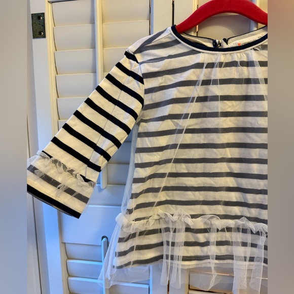 EUC Crewcuts striped shirt with tulle overlay and detail on sleeves. - Picture 3 of 4